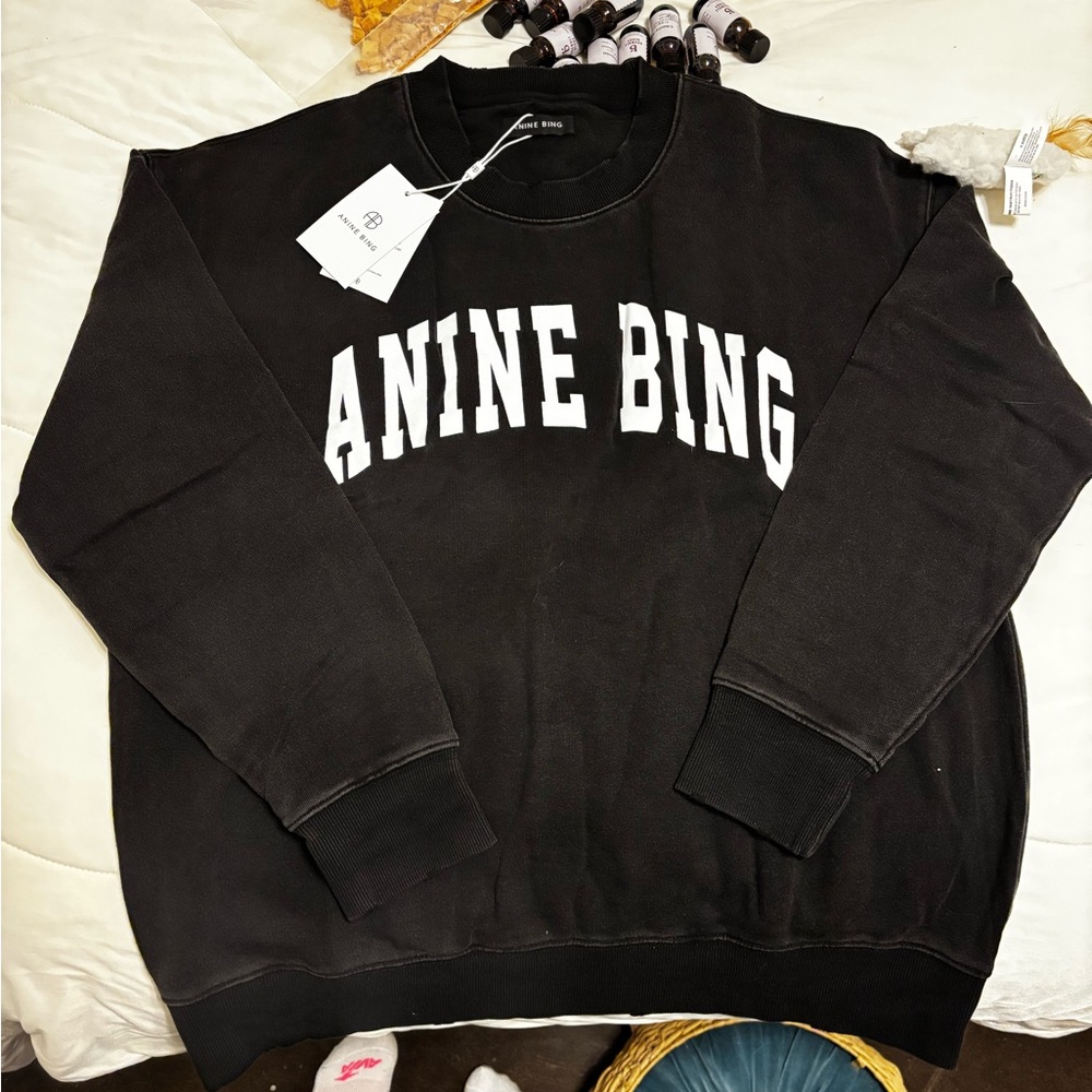 Anine Bing Black Womens Crewneck Pullover